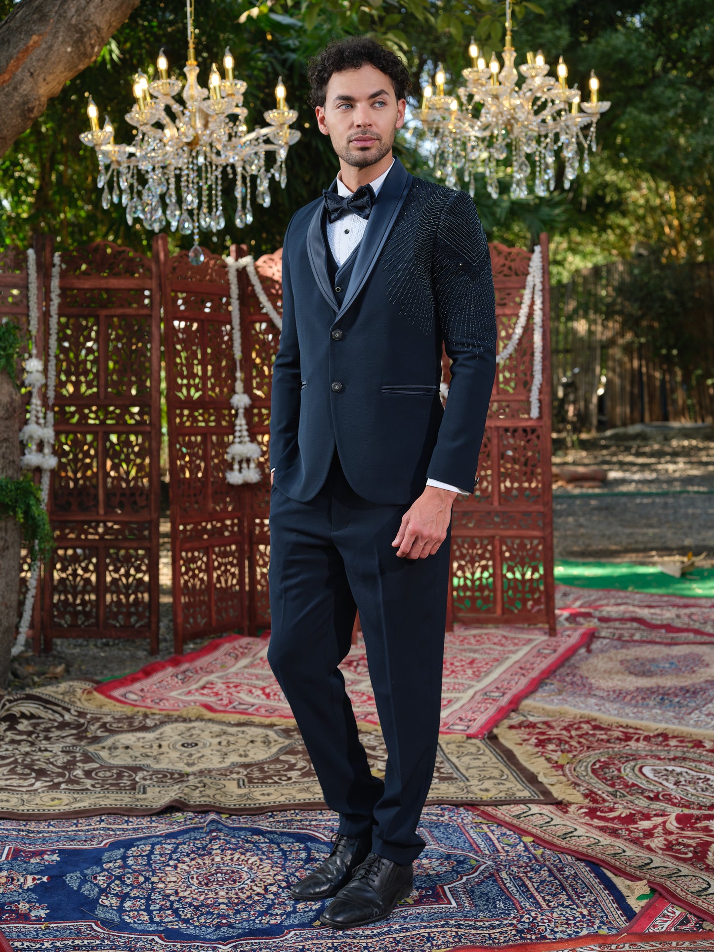 5-Piece TR Structural Tuxedo Suit with Shawl Lapel