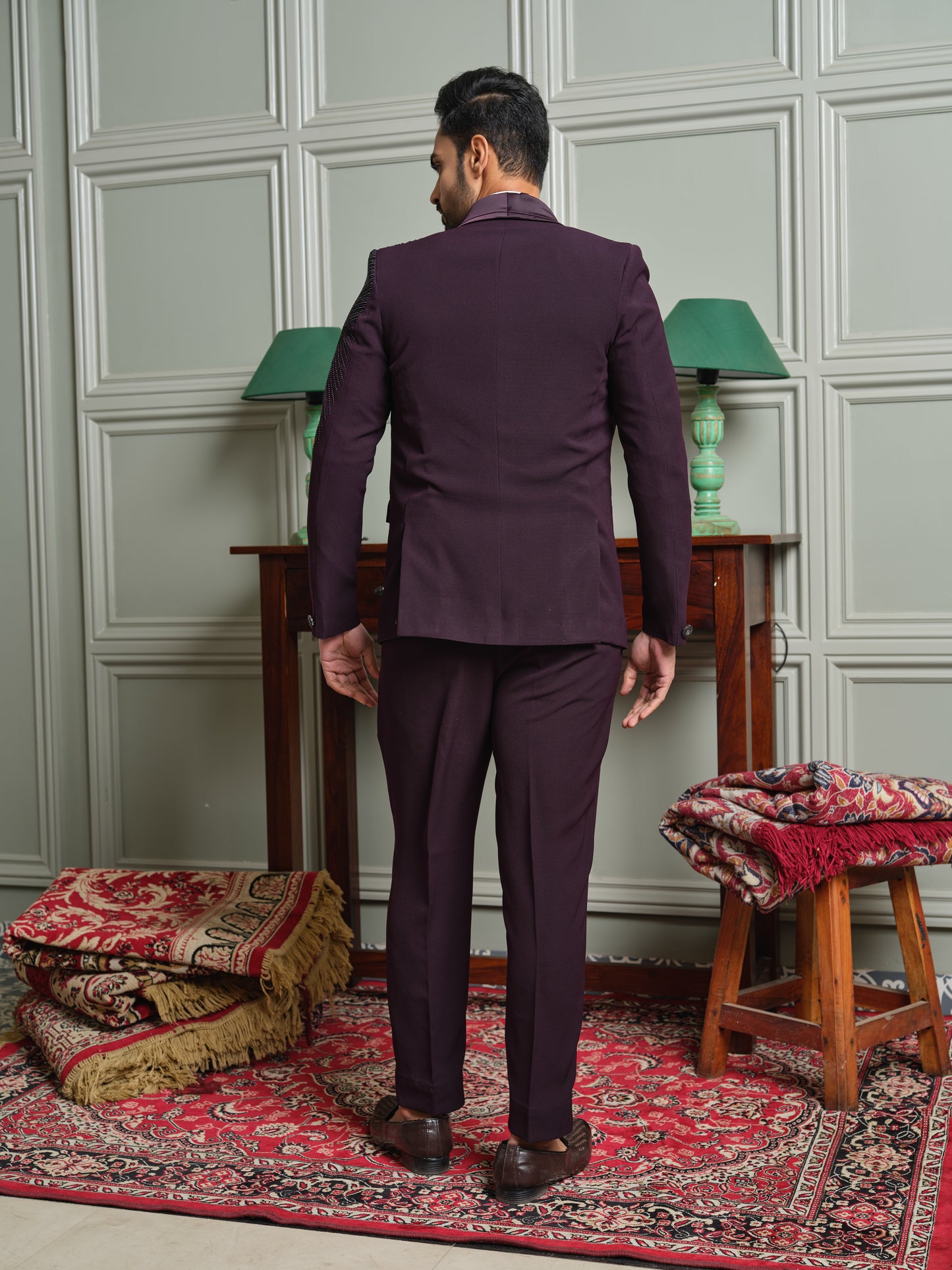5-Piece TR Structural Tuxedo Suit with Shawl Lapel