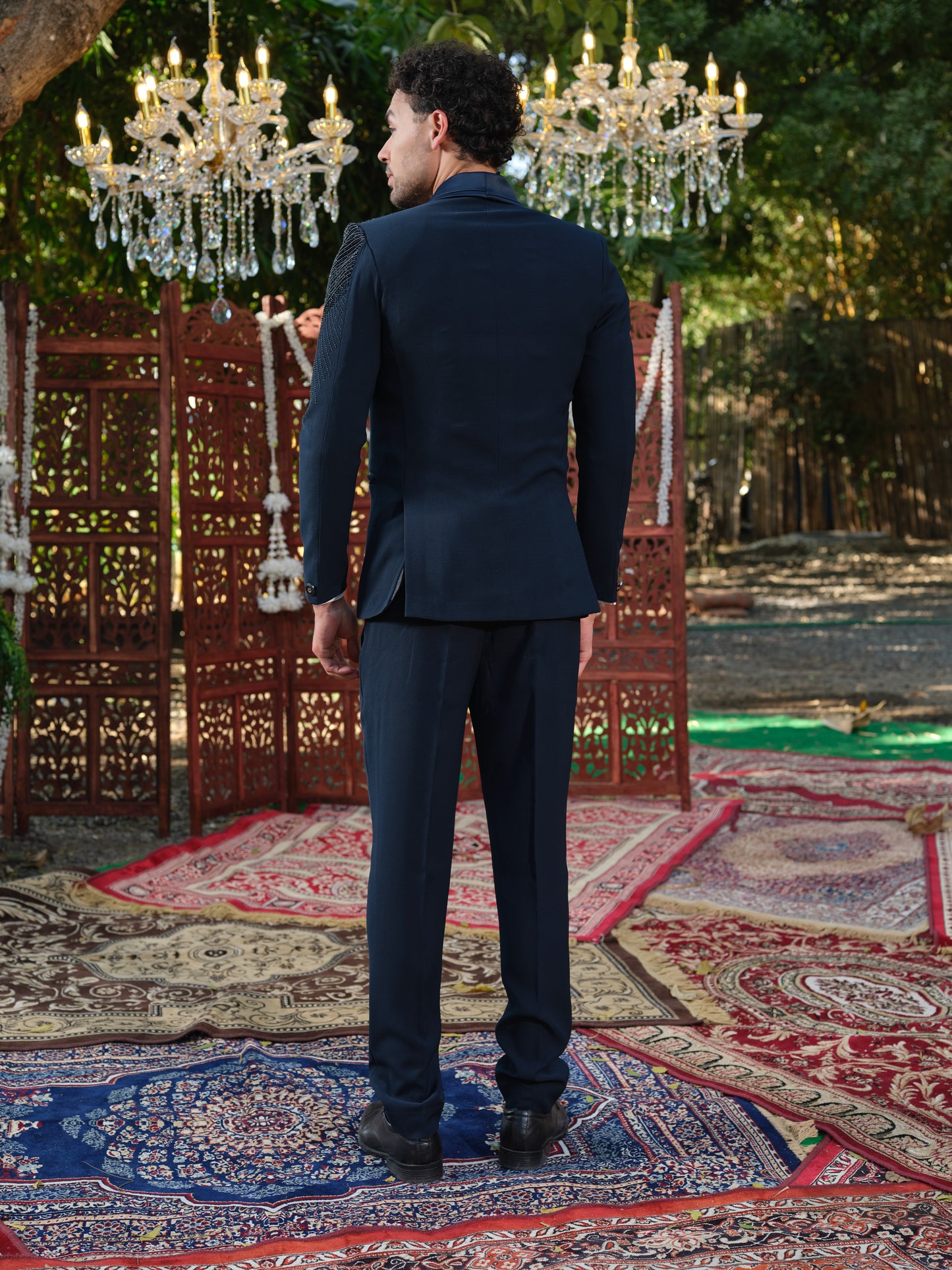 5-Piece TR Structural Tuxedo Suit with Shawl Lapel