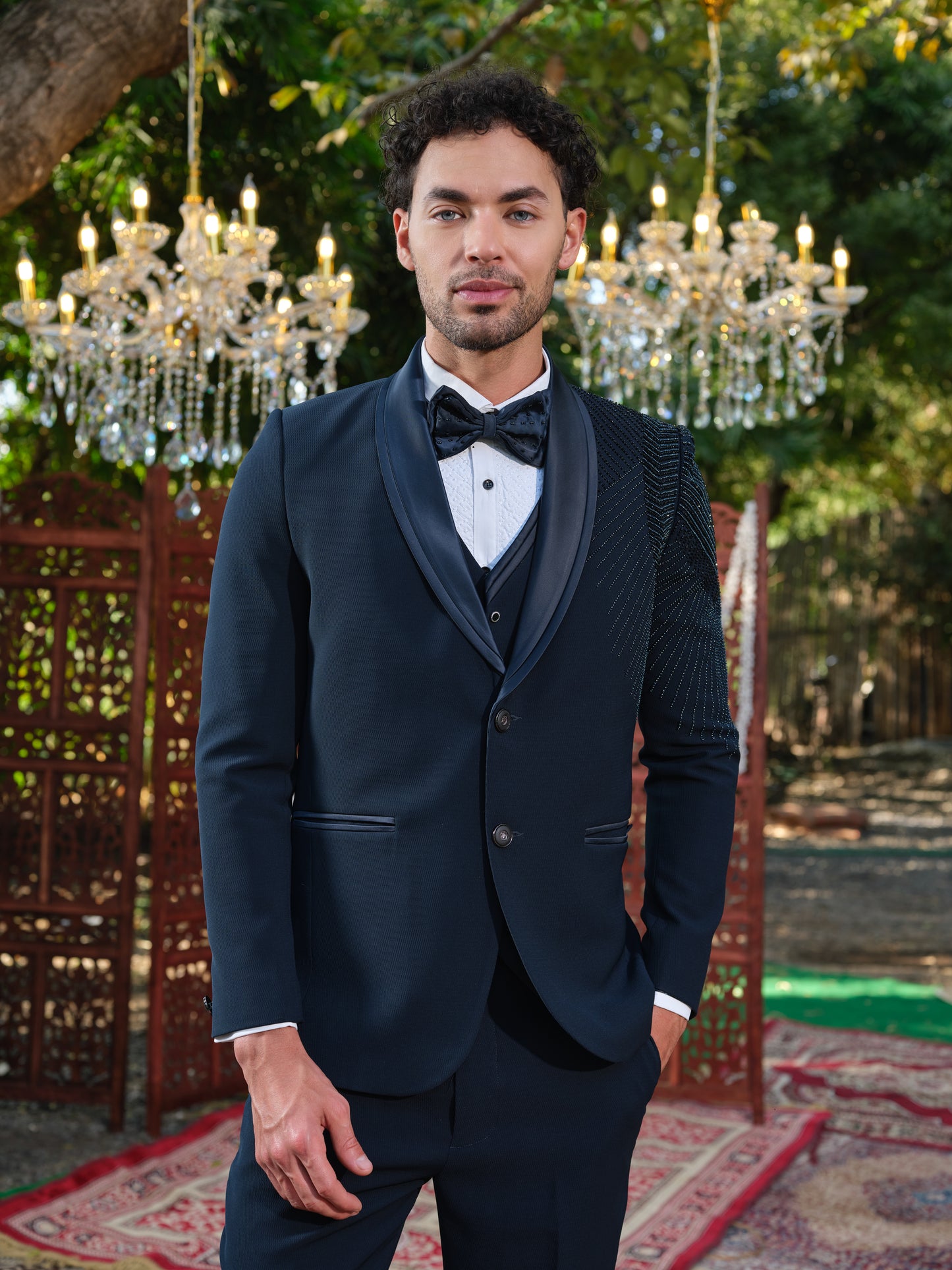 5-Piece TR Structural Tuxedo Suit with Shawl Lapel