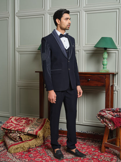 Japanese Lachhka Tuxedo Suit with Heavy Handwork