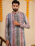 Men’s Multicolour Rayon Kurta Set with Tie-Dye Effect
