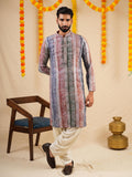 Men’s Multicolour Rayon Kurta Set with Tie-Dye Effect