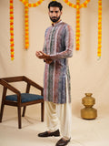 Men’s Multicolour Rayon Kurta Set with Tie-Dye Effect