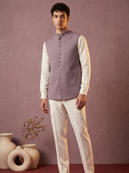 Fine-Finish Suiting Bandi Jacket with Elegant Buttons