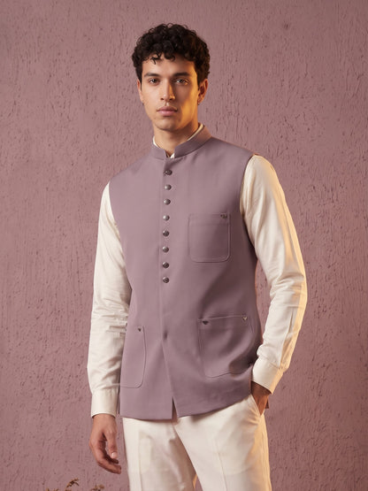 Fine-Finish Suiting Bandi Jacket with Elegant Buttons