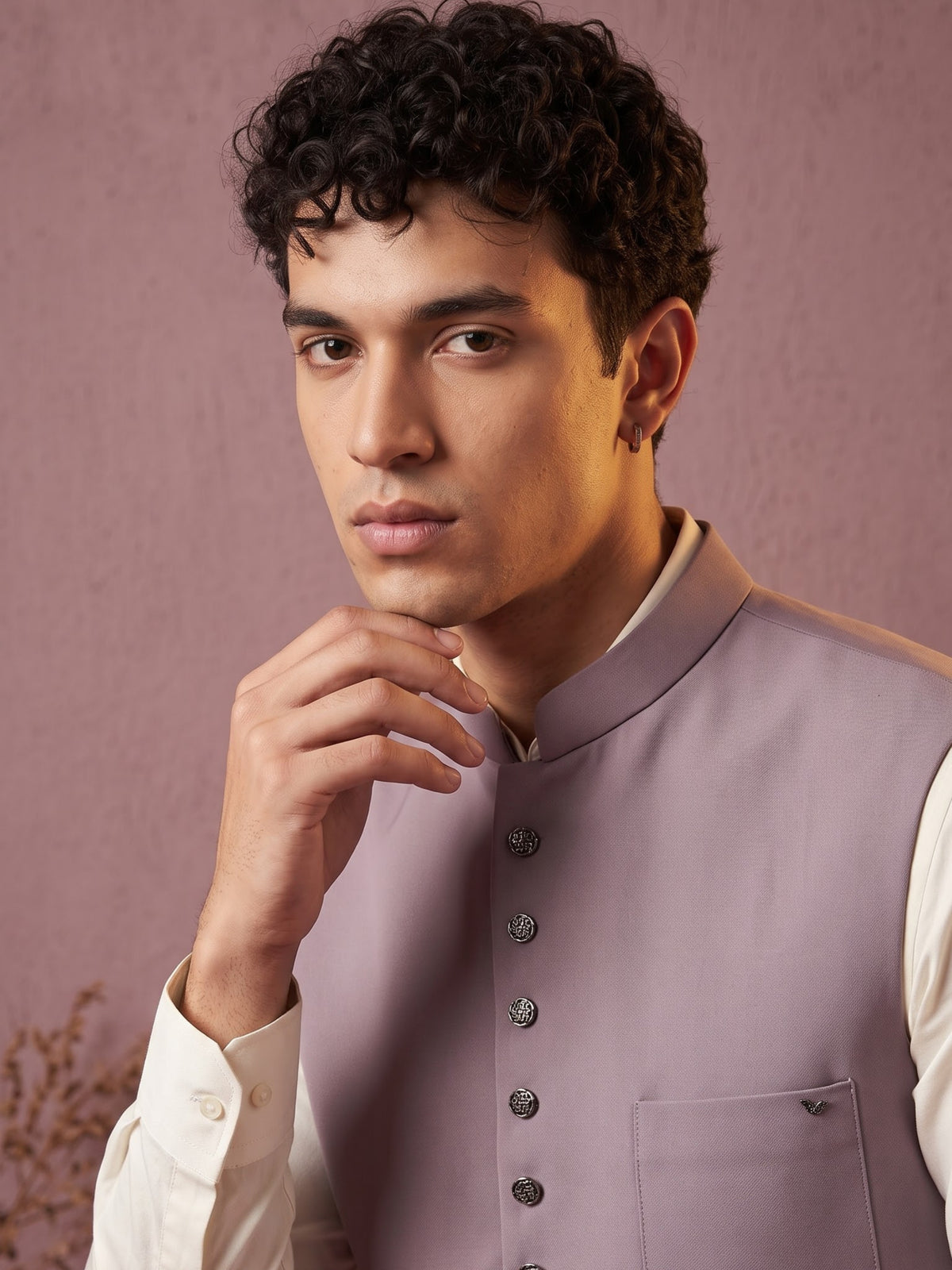 Fine-Finish Suiting Bandi Jacket with Elegant Buttons