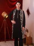 Men's Black BSY Kurta Set with Sequins & Zari Embroidery