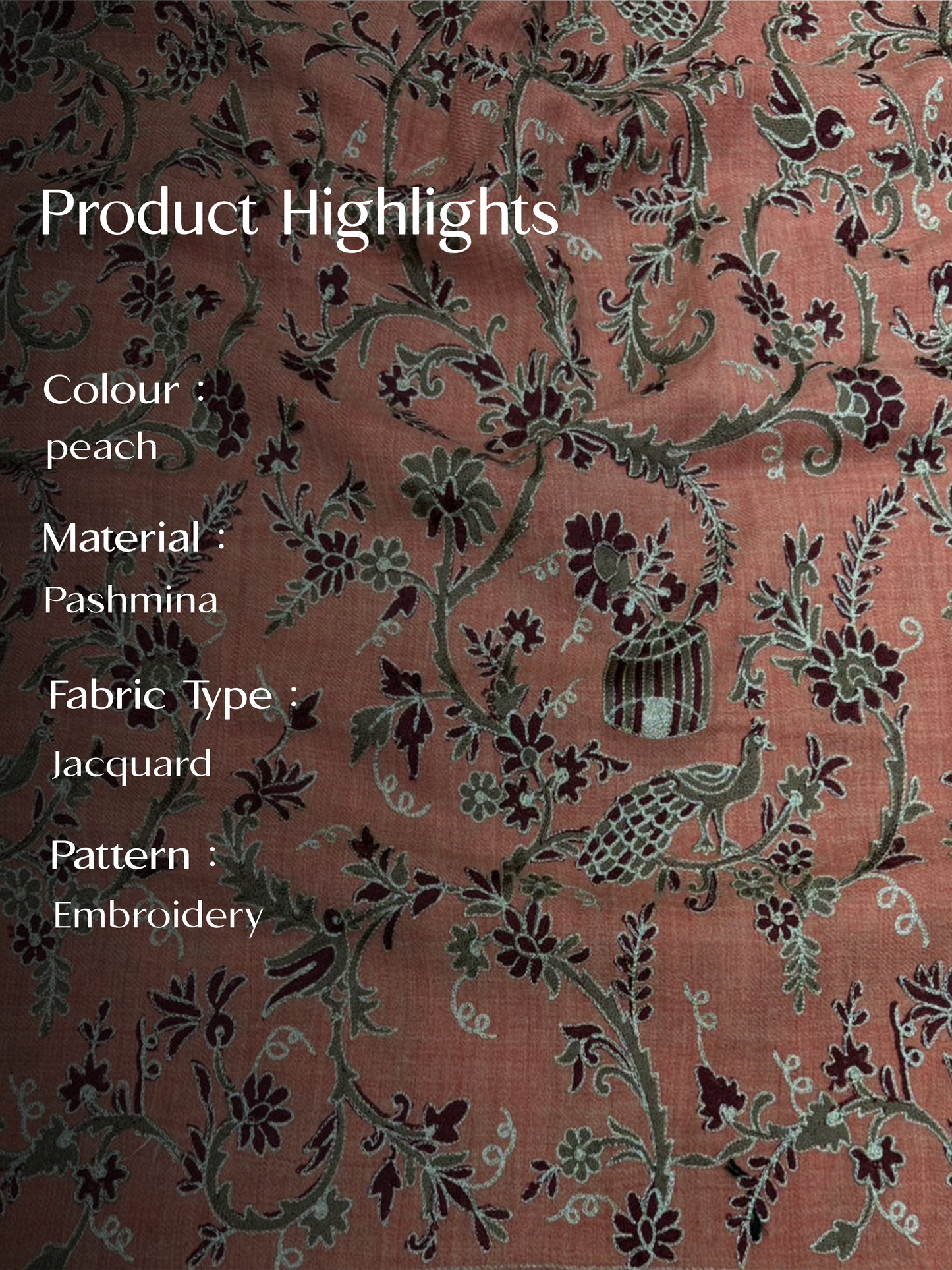 Multicolour Pashmina Jacquard Dupatta with Embroidery