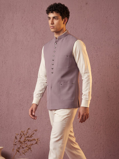 Fine-Finish Suiting Bandi Jacket with Elegant Buttons
