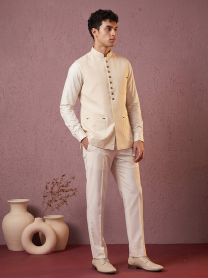 Fine-Finish Suiting Bandi Jacket with Elegant Buttons