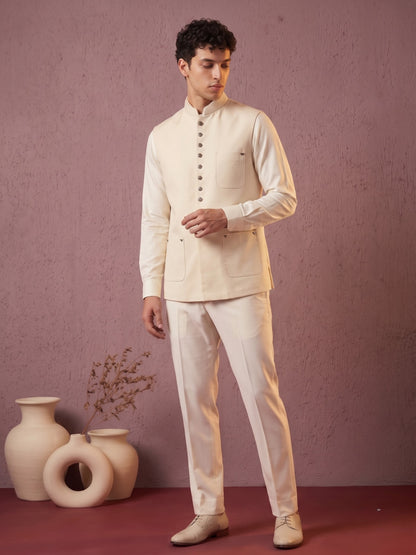 Fine-Finish Suiting Bandi Jacket with Elegant Buttons