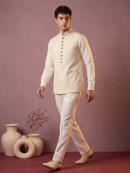 Fine-Finish Suiting Bandi Jacket with Elegant Buttons