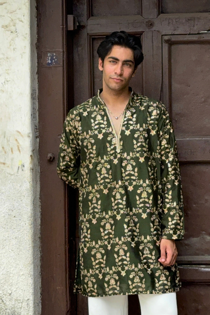 Rust Maroon Silk Base Short Kurta Set with Jari Embroidery
