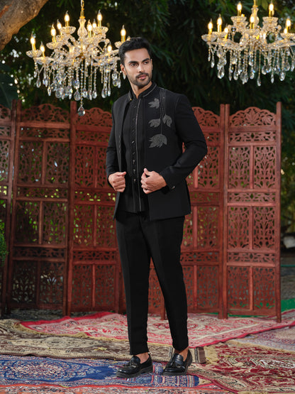 Imperial Teal Premium Open Jodhpuri with Swarovski Hotfix Detailing