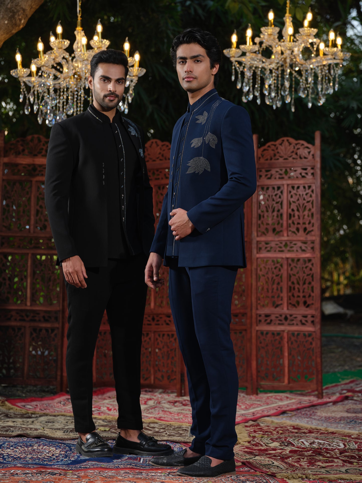 Imperial Teal Premium Open Jodhpuri with Swarovski Hotfix Detailing