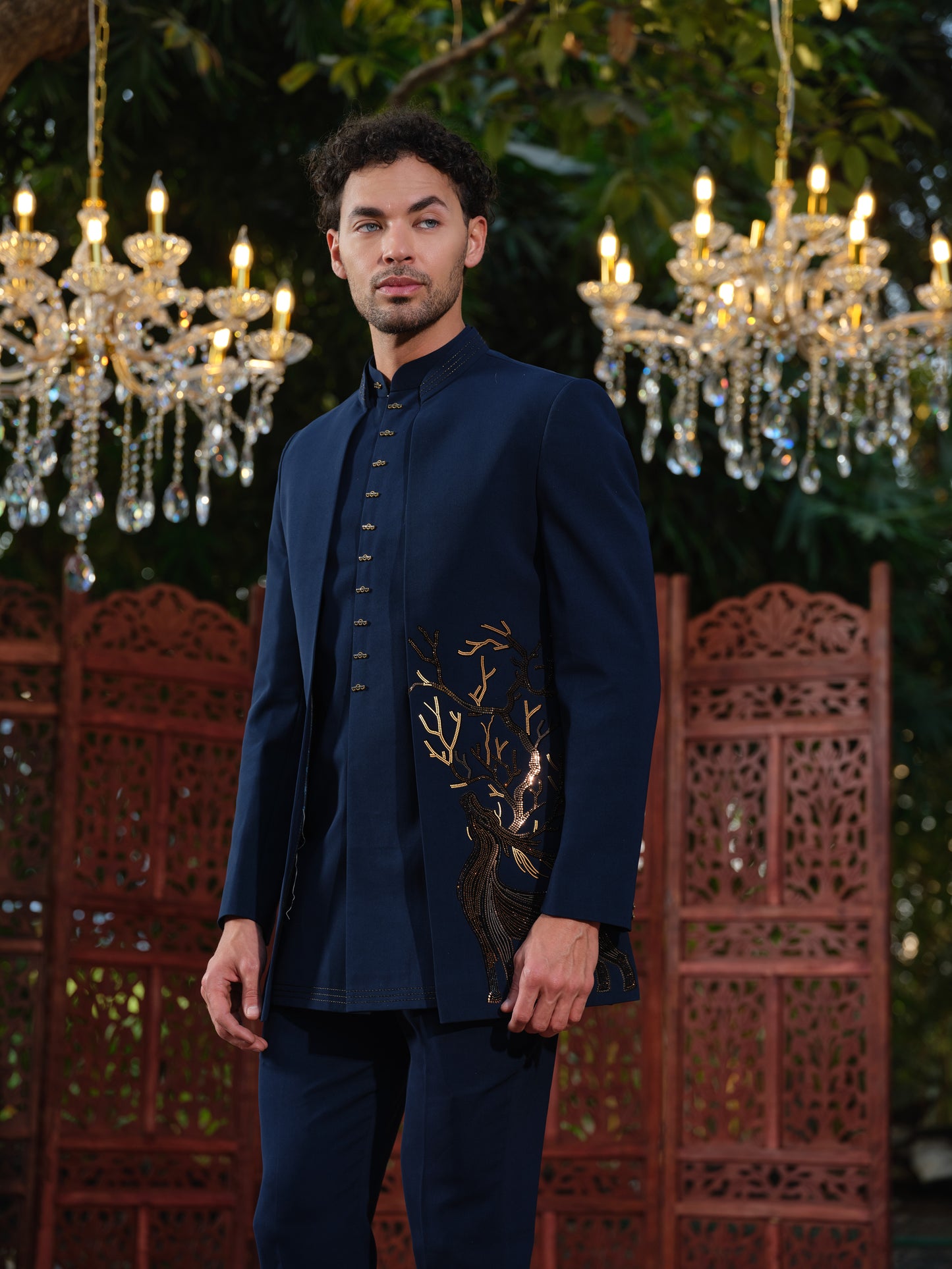 Premium Open Jodhpuri with Crystal Deer Motif