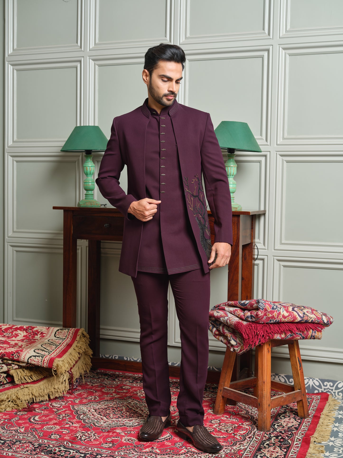 Premium Open Jodhpuri with Crystal Deer Motif