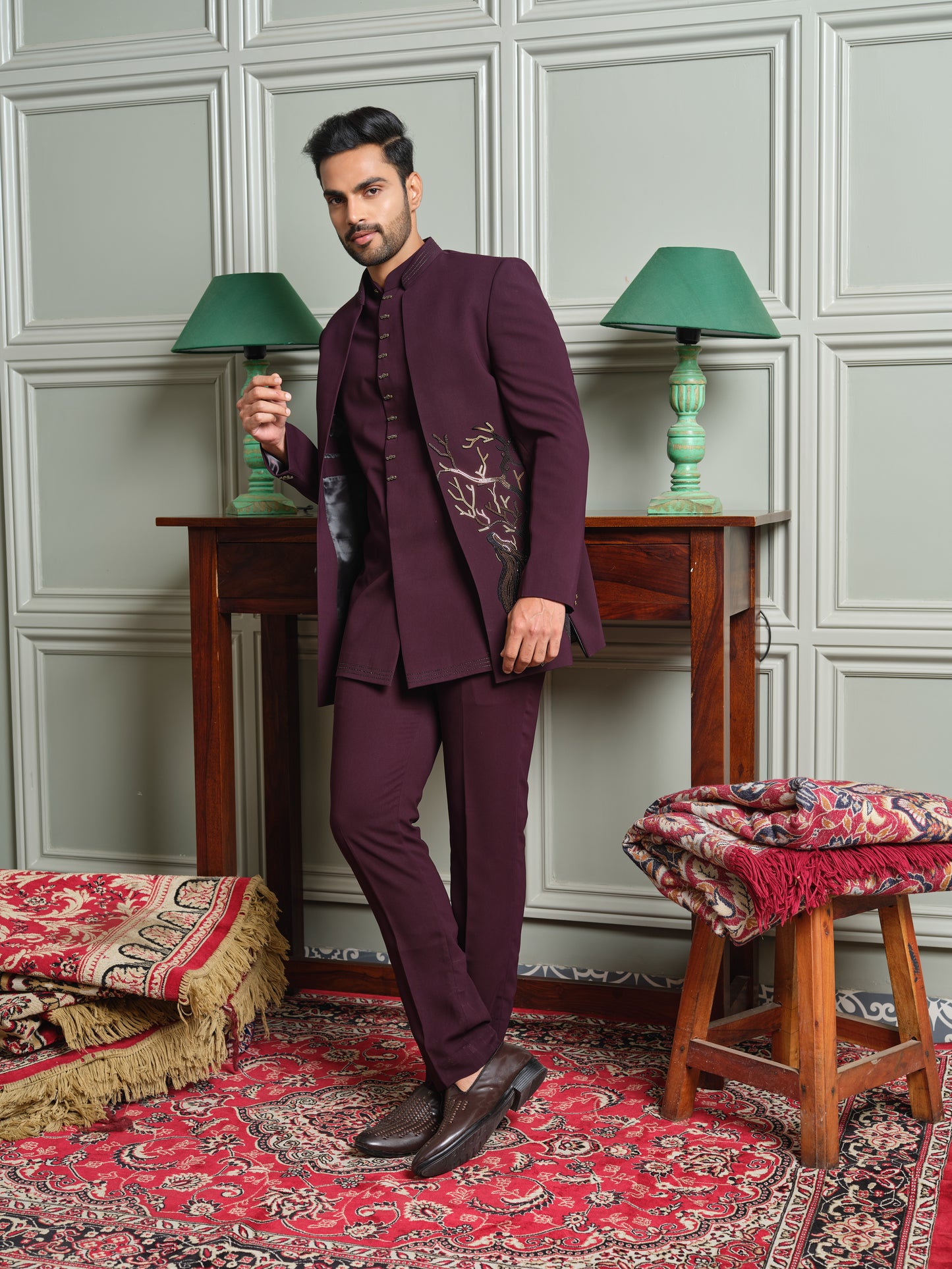 Premium Open Jodhpuri with Crystal Deer Motif