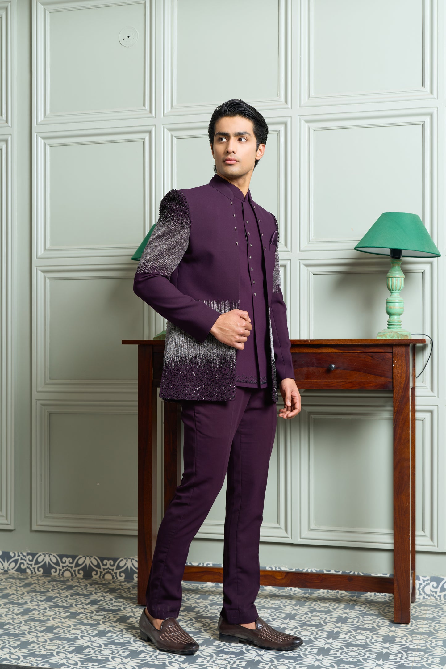 Premium Open Jodhpuri with Bead & Zari Embroidery