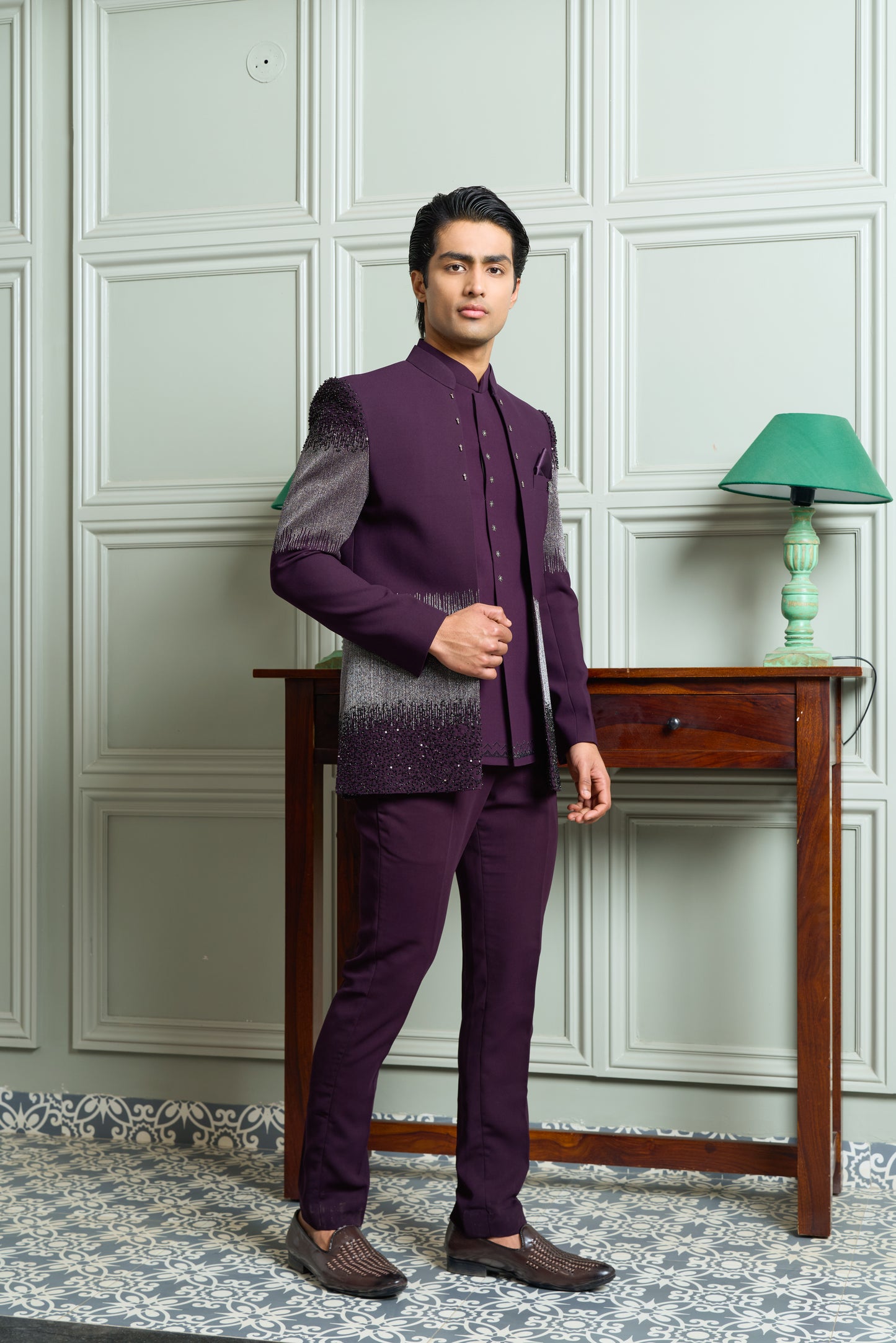 Premium Open Jodhpuri with Bead & Zari Embroidery