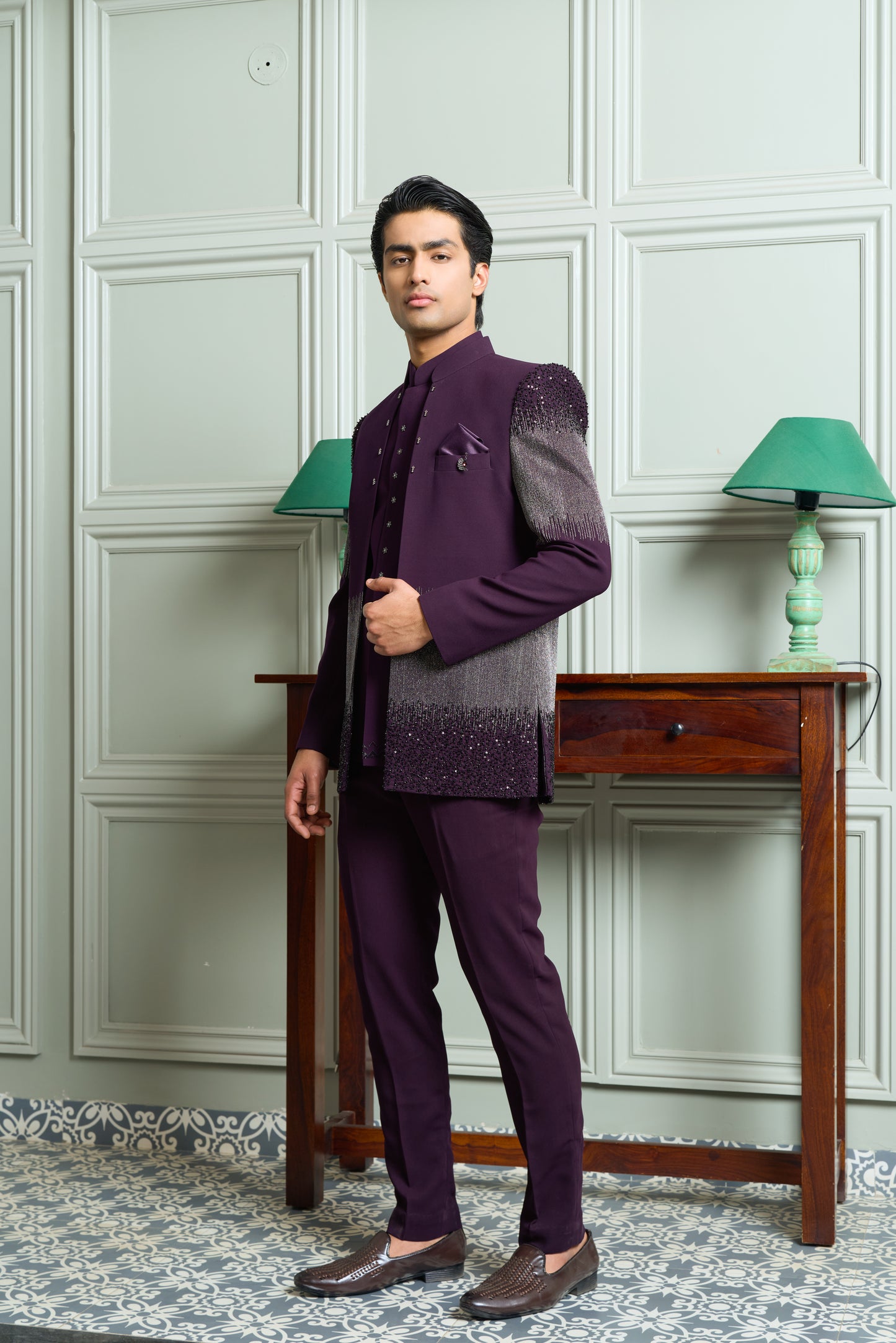 Premium Open Jodhpuri with Bead & Zari Embroidery