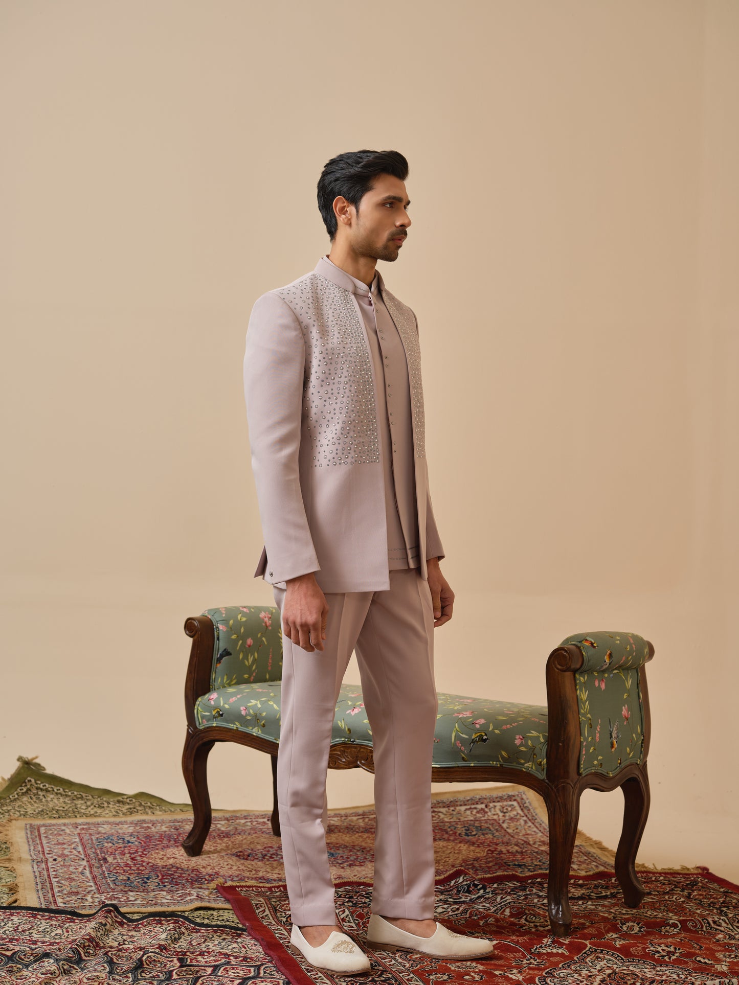 Japanese Lachhka Open Jodhpuri with Hotfix Flower Detailing