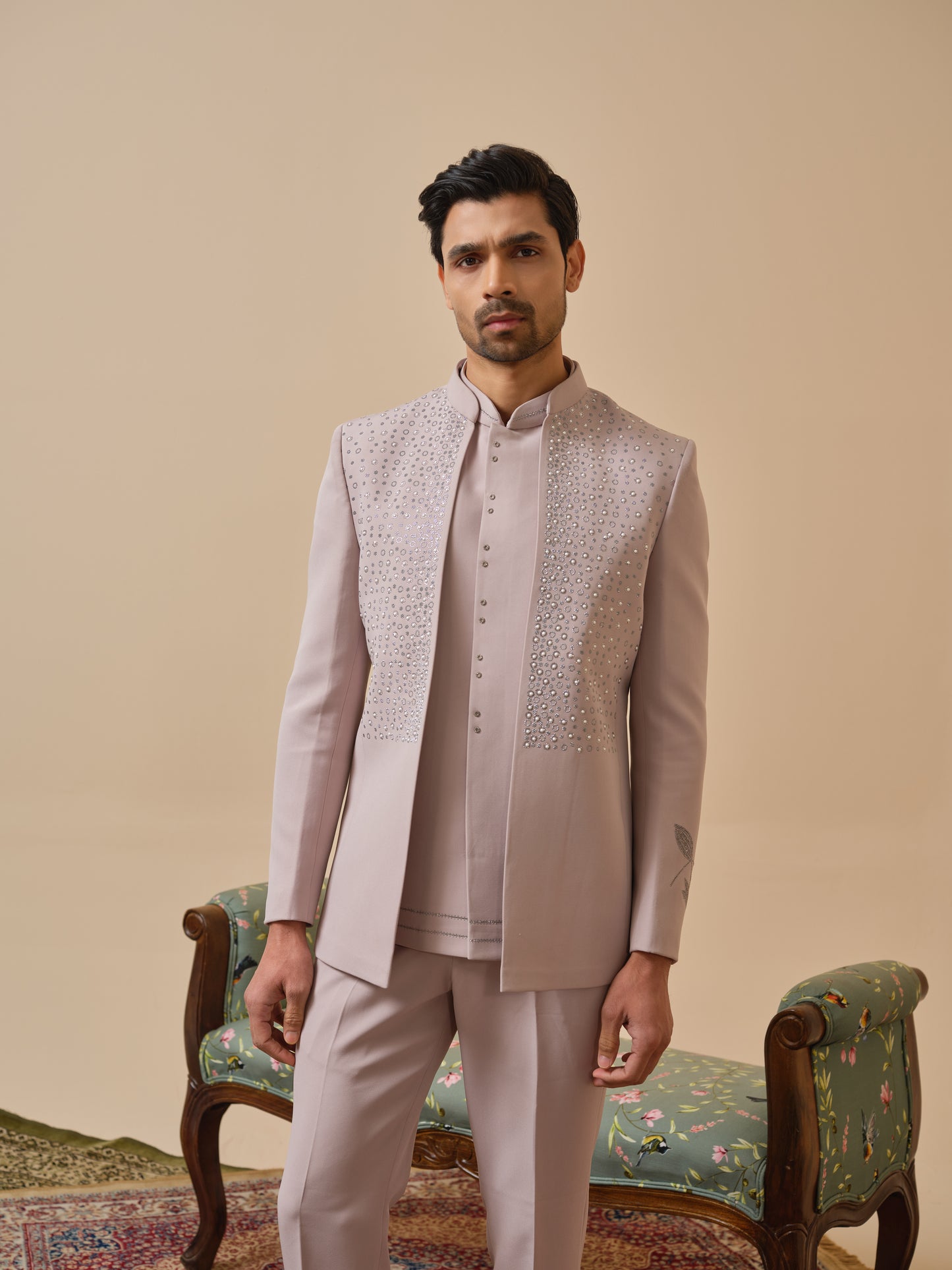 Japanese Lachhka Open Jodhpuri with Hotfix Flower Detailing