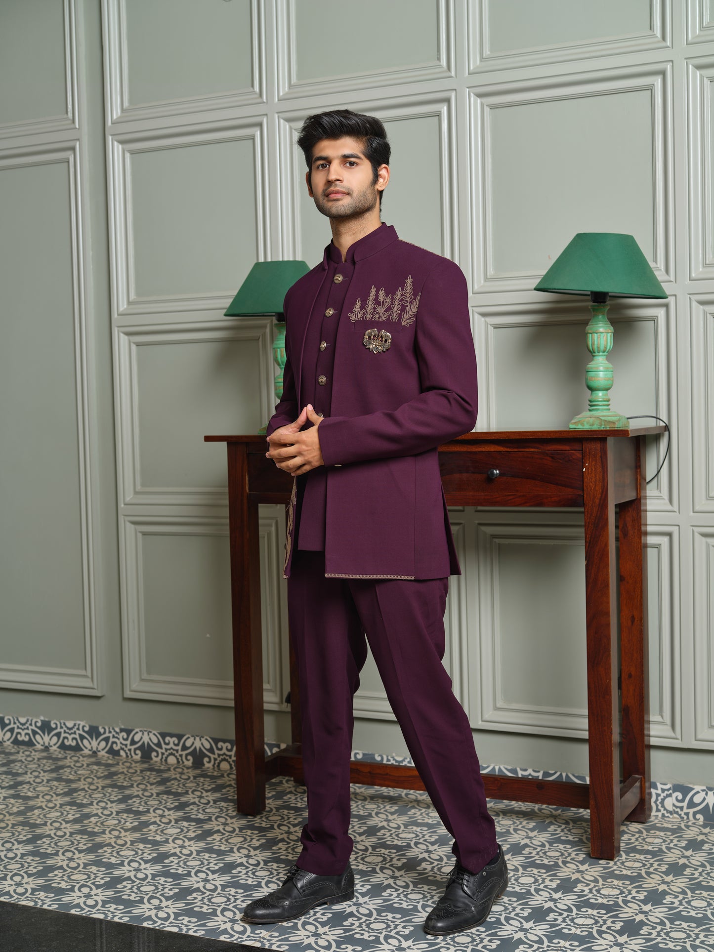 Premium Open Jodhpuri with Gold Cord Elephant Motif