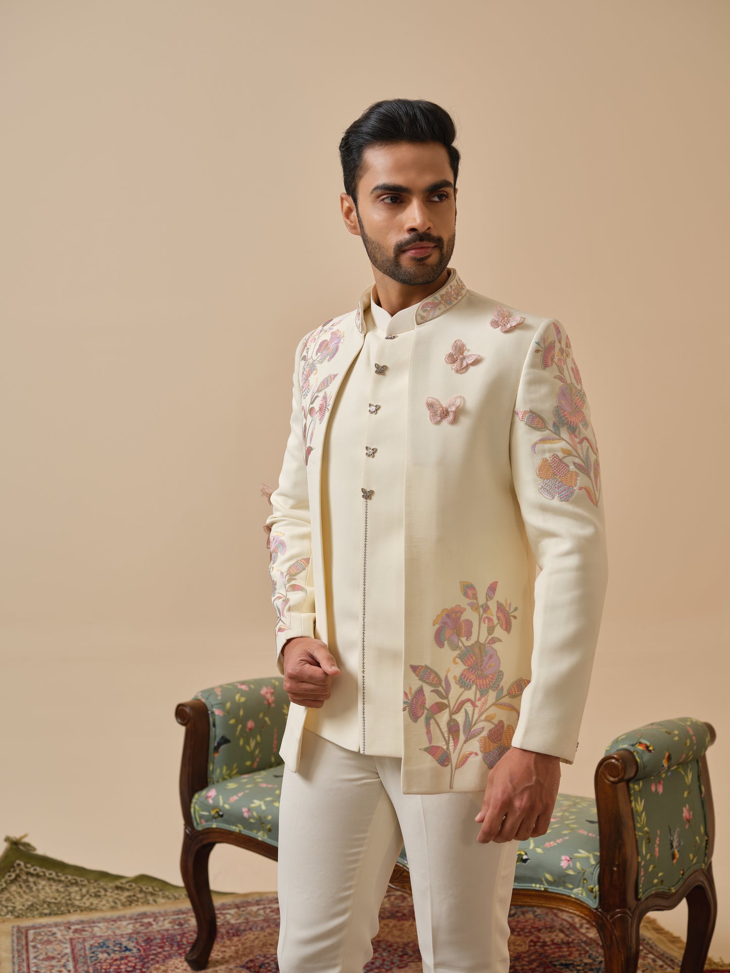 Premium Open Jodhpuri with Butterfly Embroidery