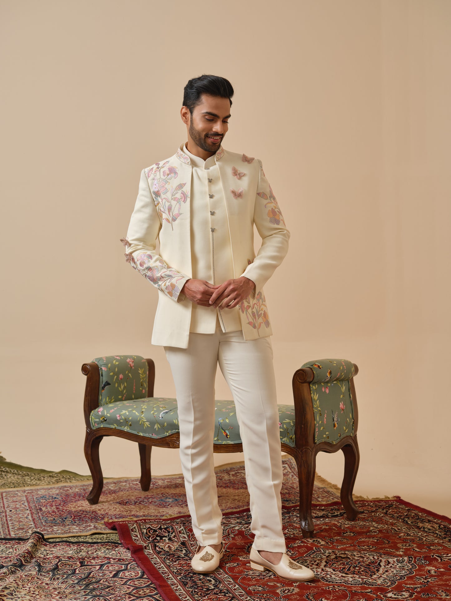 Premium Open Jodhpuri with Butterfly Embroidery