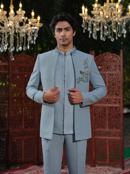 Premium Open Jodhpuri with Hand Embellishment & Jacquard Inner
