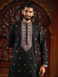 Men’s Black Silk Kurta Set with Sequins & Mirror Work Embroidery