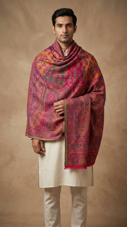 Pink Pashmina Jacquard Dupatta