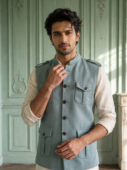 Elite Stretch Knit Bandi Jacket with Shoulder Loops and Patch Pockets