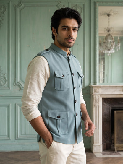 Elite Stretch Knit Bandi Jacket with Shoulder Loops and Patch Pockets