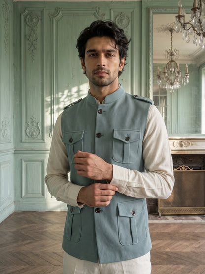 Elite Stretch Knit Bandi Jacket with Shoulder Loops and Patch Pockets