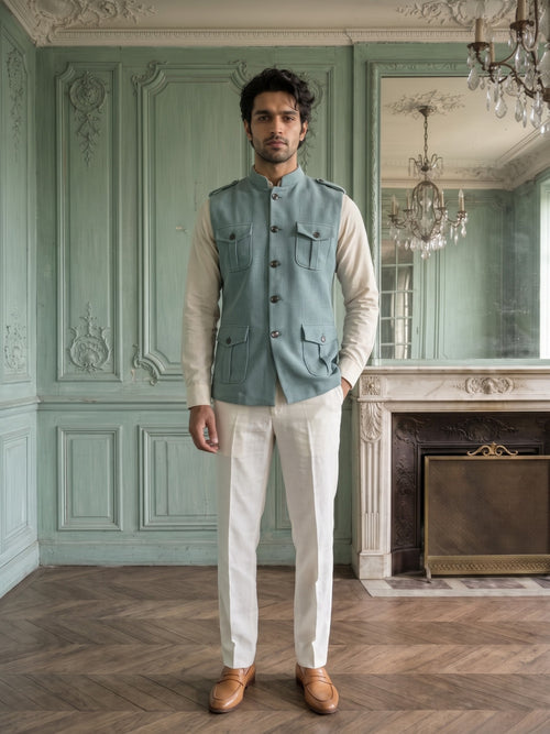 Elite Stretch Knit Bandi Jacket with Shoulder Loops and Patch Pockets