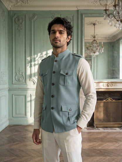 Elite Stretch Knit Bandi Jacket with Shoulder Loops and Patch Pockets