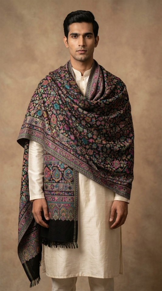 Multicolour Pashmina Zari Jacquard Dupatta