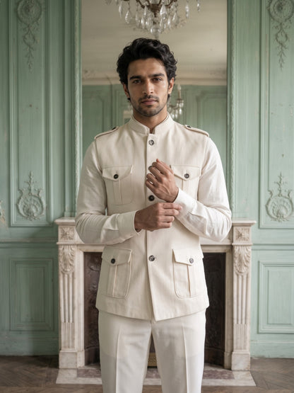 Elite Stretch Knit Bandi Jacket with Shoulder Loops and Patch Pockets