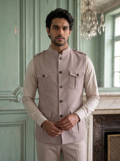 Elite Stretch Knit Bandi Jacket with Shoulder Loops and Patch Pockets