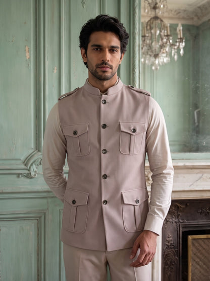 Elite Stretch Knit Bandi Jacket with Shoulder Loops and Patch Pockets