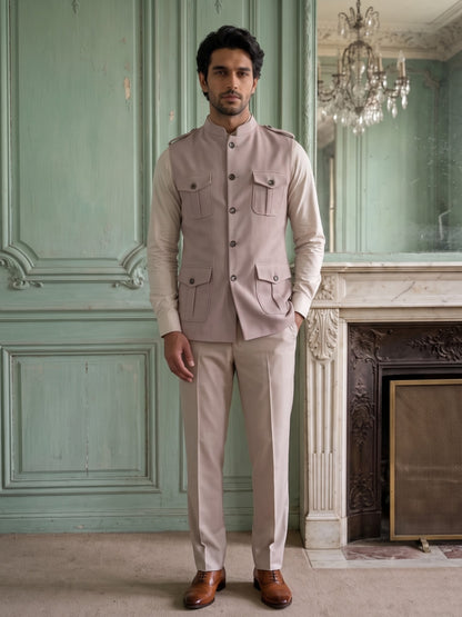 Elite Stretch Knit Bandi Jacket with Shoulder Loops and Patch Pockets