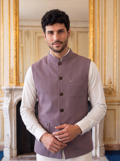 Premium Pebble Knit Bandi Jacket with Patch Pockets