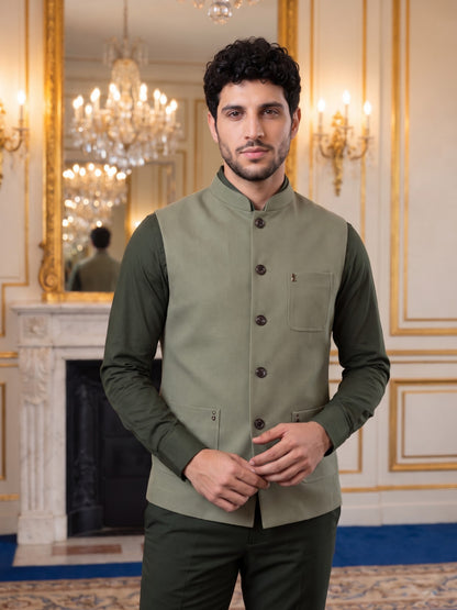 Premium Pebble Knit Bandi Jacket with Patch Pockets