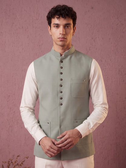 Fine-Finish Suiting Bandi Jacket with Elegant Buttons