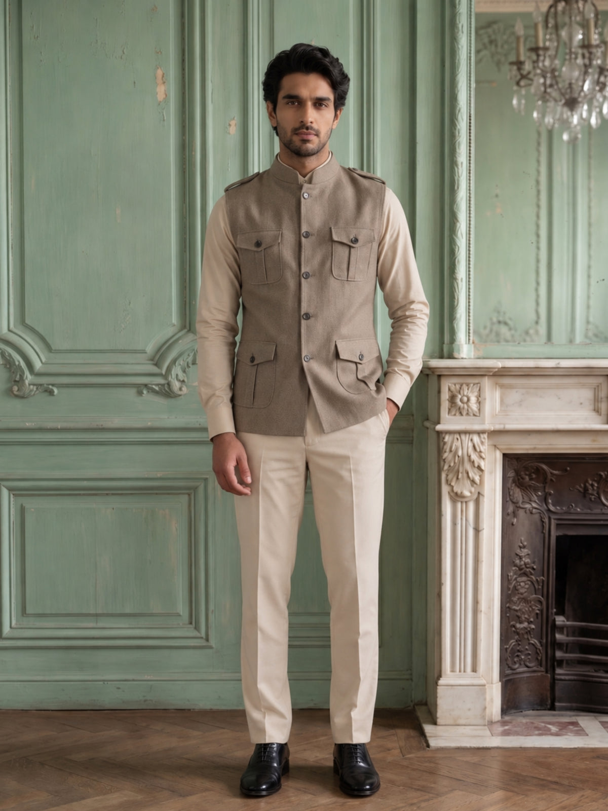 Elite Stretch Knit Bandi Jacket with Shoulder Loops and Patch Pockets