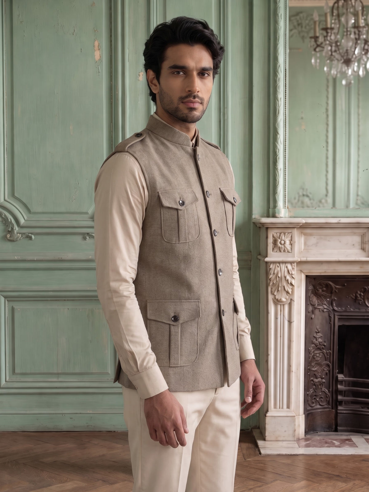 Elite Stretch Knit Bandi Jacket with Shoulder Loops and Patch Pockets