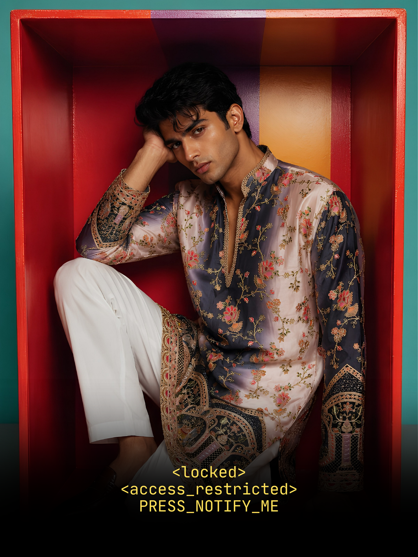 Blush Pink & Midnight Blue Floral Silk Short Kurta Set with Heritage Embroidery